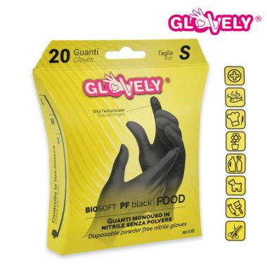 Rays guanto nitrile nero senza polvere biosoft 20 pezzi taglia s