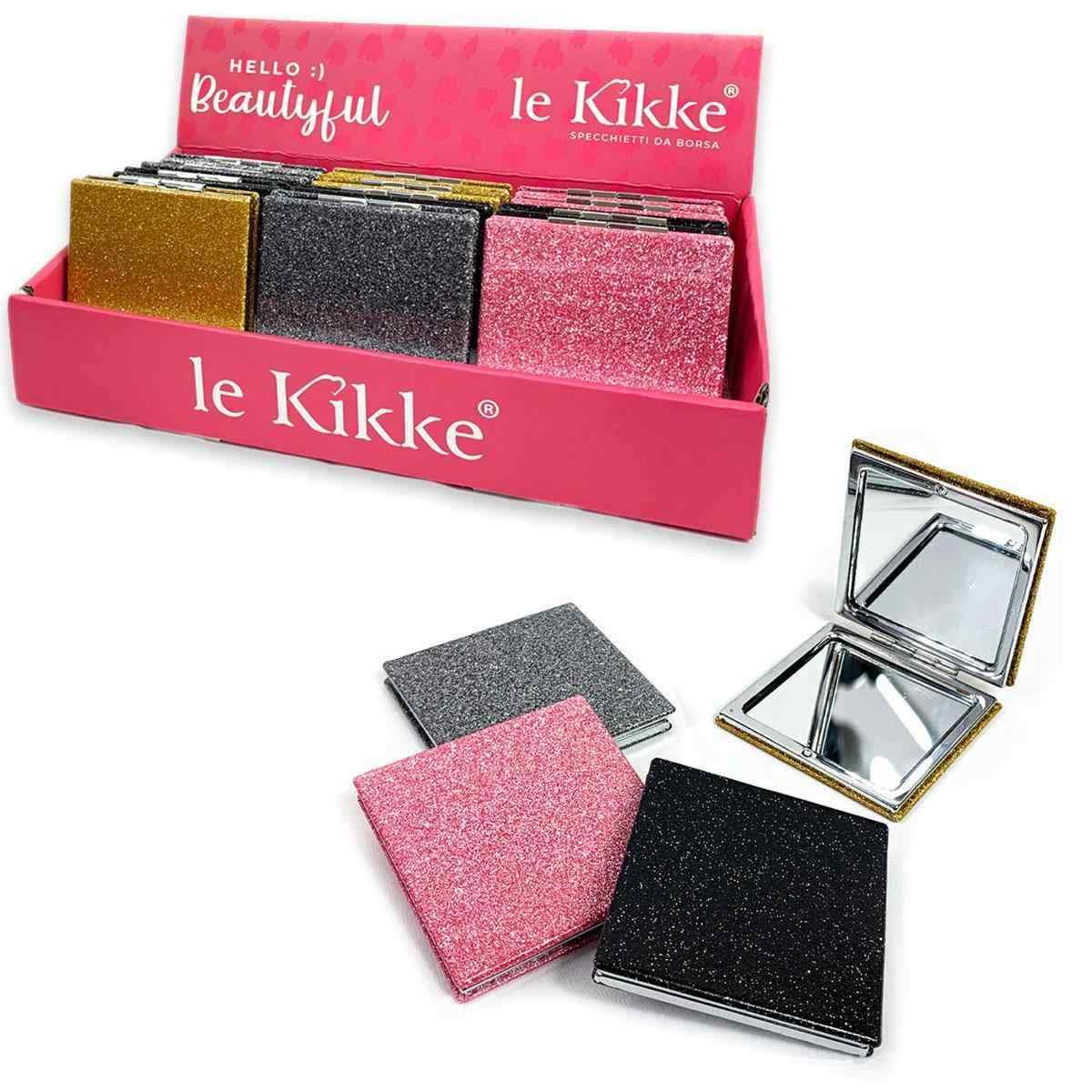 Le kikke specchietto da borsa quadrato glitter