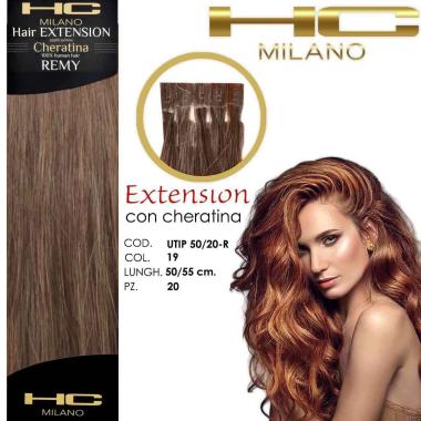 Hc milano extension cheratina remy 50/55 cm 20 pz col.19 biondo chiaro ec 8,00