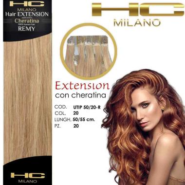 Hc milano extension cheratina remy 50/55 cm 20 pz col.20 biondo ec 7,00