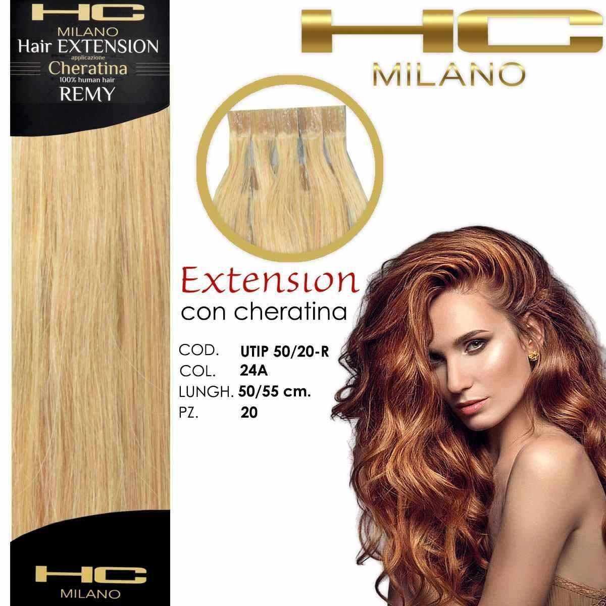 Hc milano extension cheratina remy 50/55 cm 20 pz col.24a