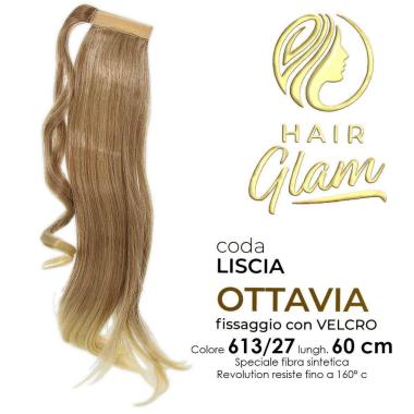 CODA HAIR GLAM OTTAVIA C/VELCRO FIBRA REVOLUTION Lung. 60 cm