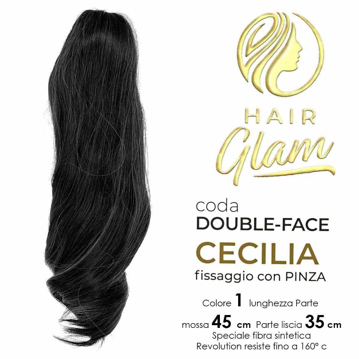 Coda hair glam cecilia double-face c/pinza fibra revolution