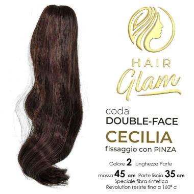 Coda hair glam cecilia double-face c/pinza fibra revolution