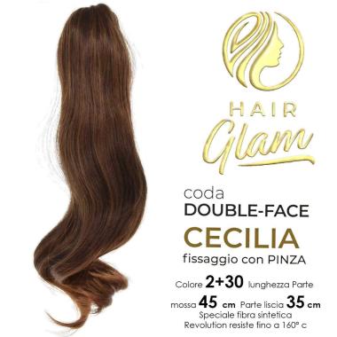 Coda hair glam cecilia double-face c/pinza fibra revolution