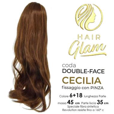 Coda hair glam cecilia double-face c/pinza fibra revolution