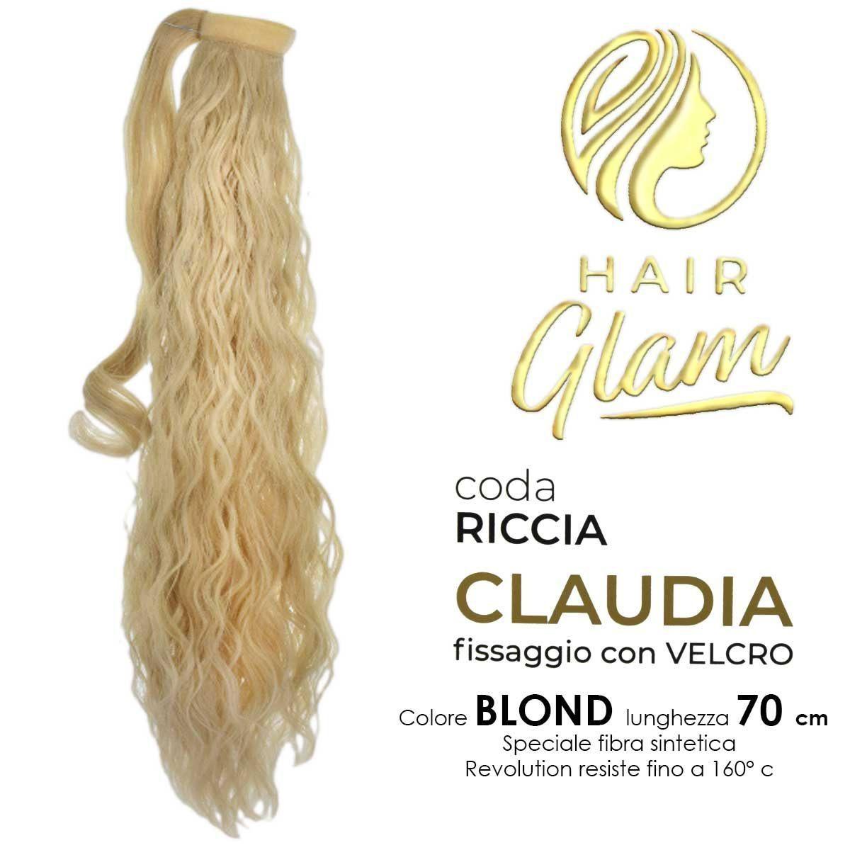 CODA HAIR GLAM CLAUDIA RICCIA C/VELCRO  FIBRA REVOLUTION 70cm