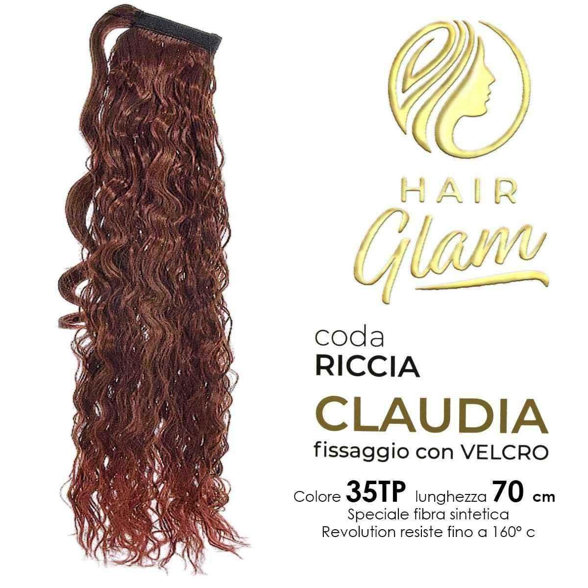 CODA HAIR GLAM CLAUDIA RICCIA C/VELCRO  FIBRA REVOLUTION 70cm