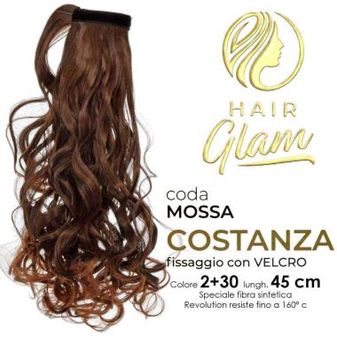 CODA HAIR GLAM COSTANZA MOSSA C/VELCRO FIBRA REVOLUTION Lung. 45cm