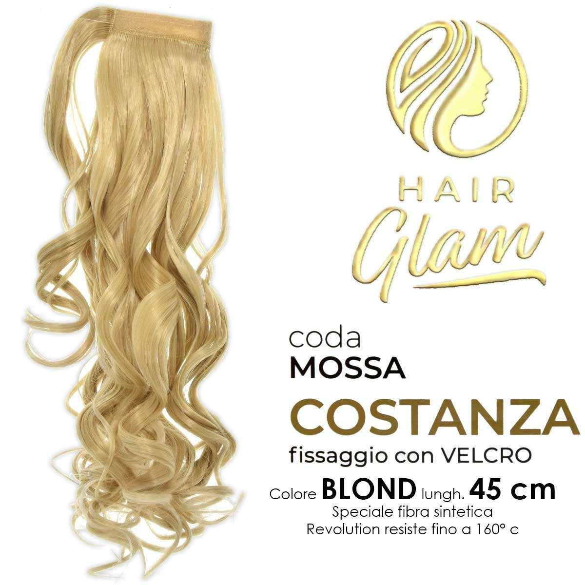 CODA HAIR GLAM COSTANZA MOSSA C/VELCRO FIBRA REVOLUTION Lung. 45cm