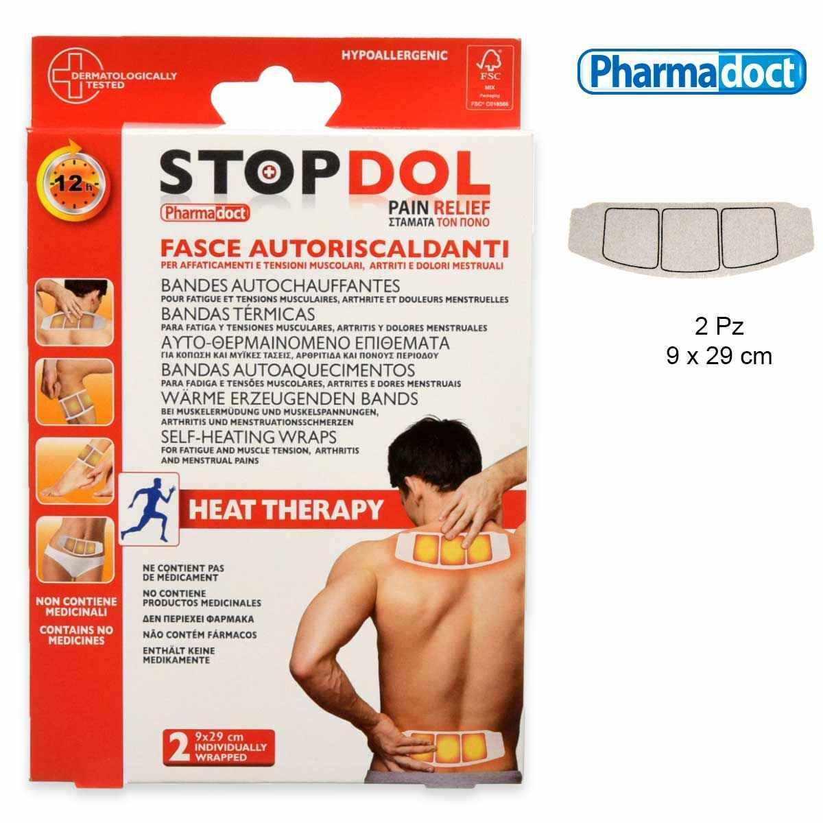 Pharmadoct 2 fasce riscaldanti cm 28,8 x 9 monouso per collo/spalla/polso