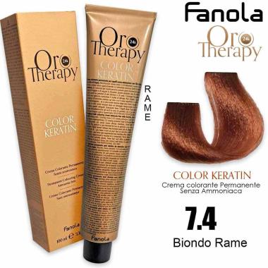 Fanola oro therapy color keratin 100 ml 7.4