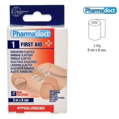 Pharmadoct 1 benda elastica color pelle 5 m x 8 cm + 2 graffettei