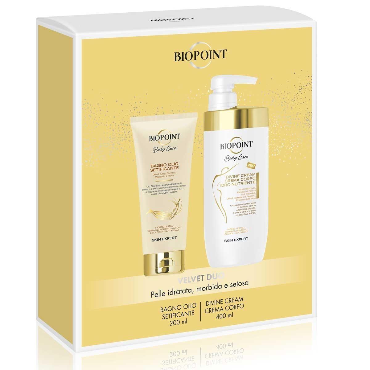 Biopoint coffret crema divine cream 400 ml + bagno olio setificante 200 ml