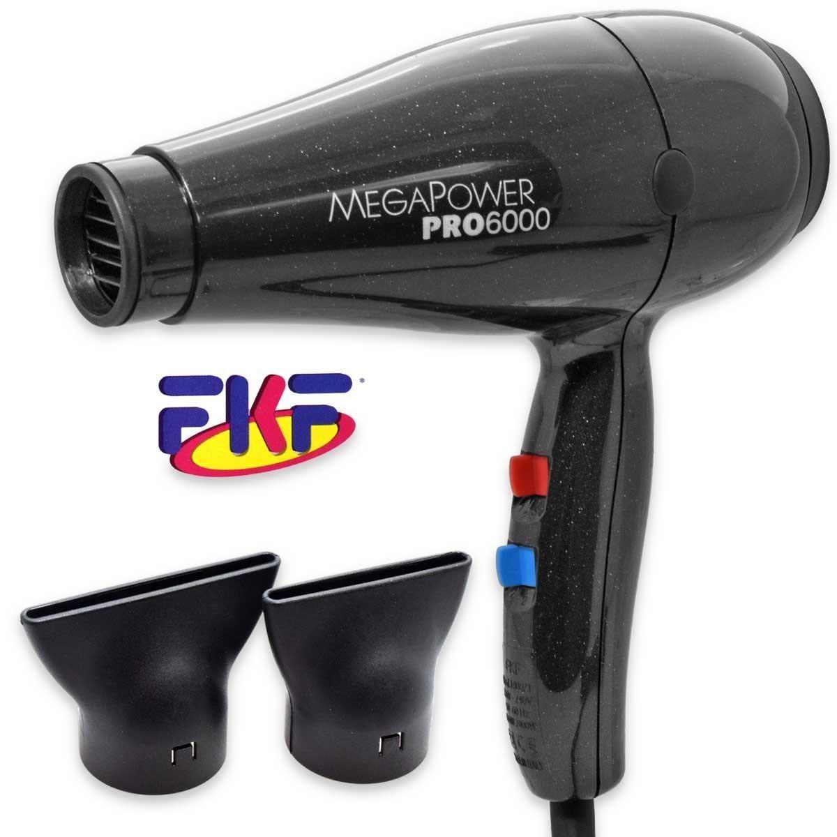 Fkf asciugacapelli 1008/1 megapower pro6000 220v-240v 1800w-2000w nero lucido fkf