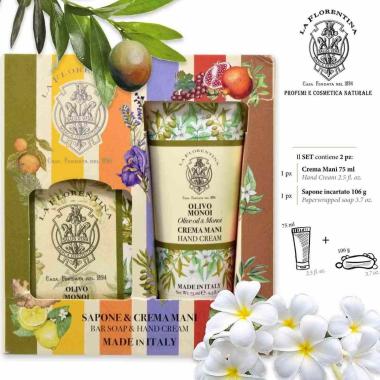 La florentina giftset lf po handset olio di oliva monoi 75ml hc + 106g soap