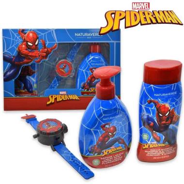 Spiderman giftset proiettore (docciashampoo 250 ml+ sapone liquido 250 ml+ orologio proiettore)<br>