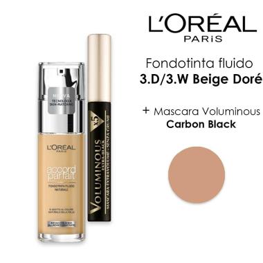 L'oreal fondotinta accord parfait 3d/3w + mascara voluminous