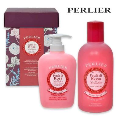 Perlier cofanetto bagno & sapone liquido petali di rosa del lancashire