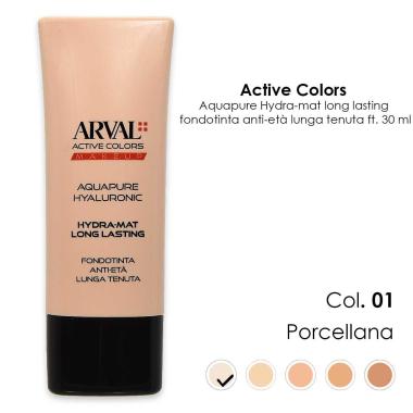 ARVAL AQUAPURE Hyaluronic - Hydra-mat long lasting n. 01 - porcellana   fondotinta anti-età lunga tenuta  ft 30ml