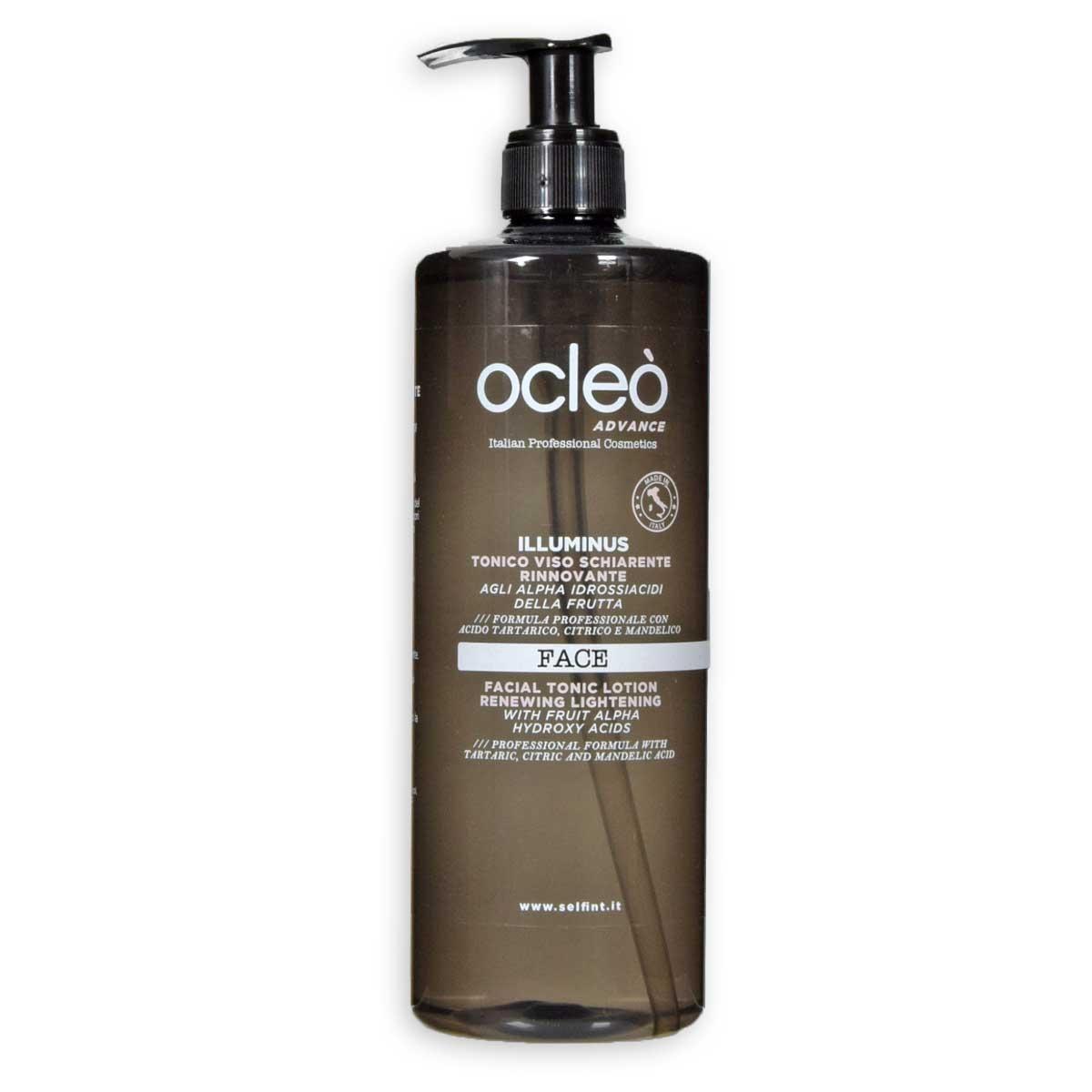 Ocleo  tonico viso schiarente rinnovante agli alpha idrossiacidi della frutta ml 500