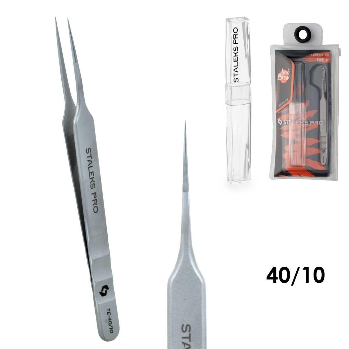 Staleks pinzetta professionale per ciglia expert 40 tipo 10 (dritta)