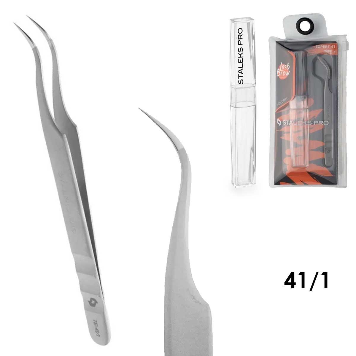 Staleks pinzetta professionale per ciglia expert 41 tipo 1 (curva)