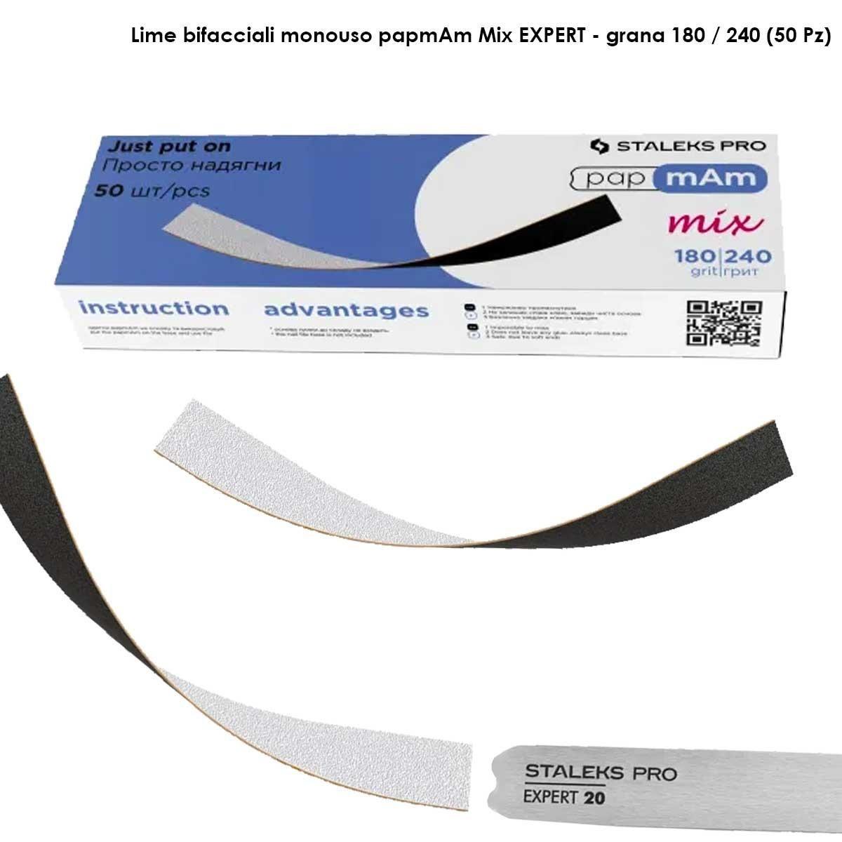 Staleks file di ricambio bifacciali papmam mix per la lima dritta expert, grana 180/240  (50 pz.)