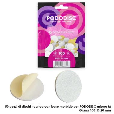Staleks ricambi su base morbida per il staleks disco per pedicure pododisc staleks pro m, grana 100 (50 pz.), colore bianco dia 20 mm