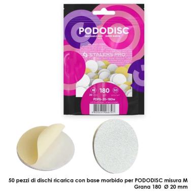 Staleks ricambi su base morbida per il staleks disco per pedicure pododisc staleks pro m, grana 180 (50 pz.), colore bianco dia 20 mm