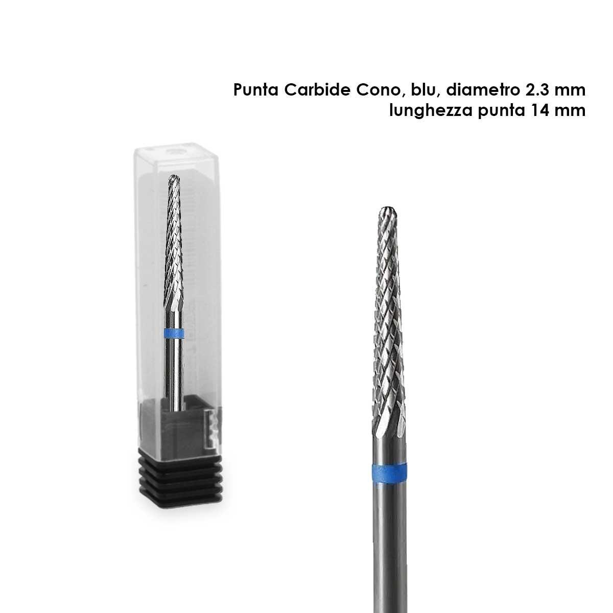 Staleks punta in carburo cono, colore blu, diametro 2,3 mm / lunghezza 14 mm