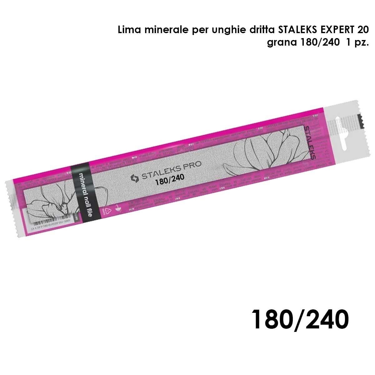 Staleks lima minerale per unghie dritta expert 20, grana 180/240