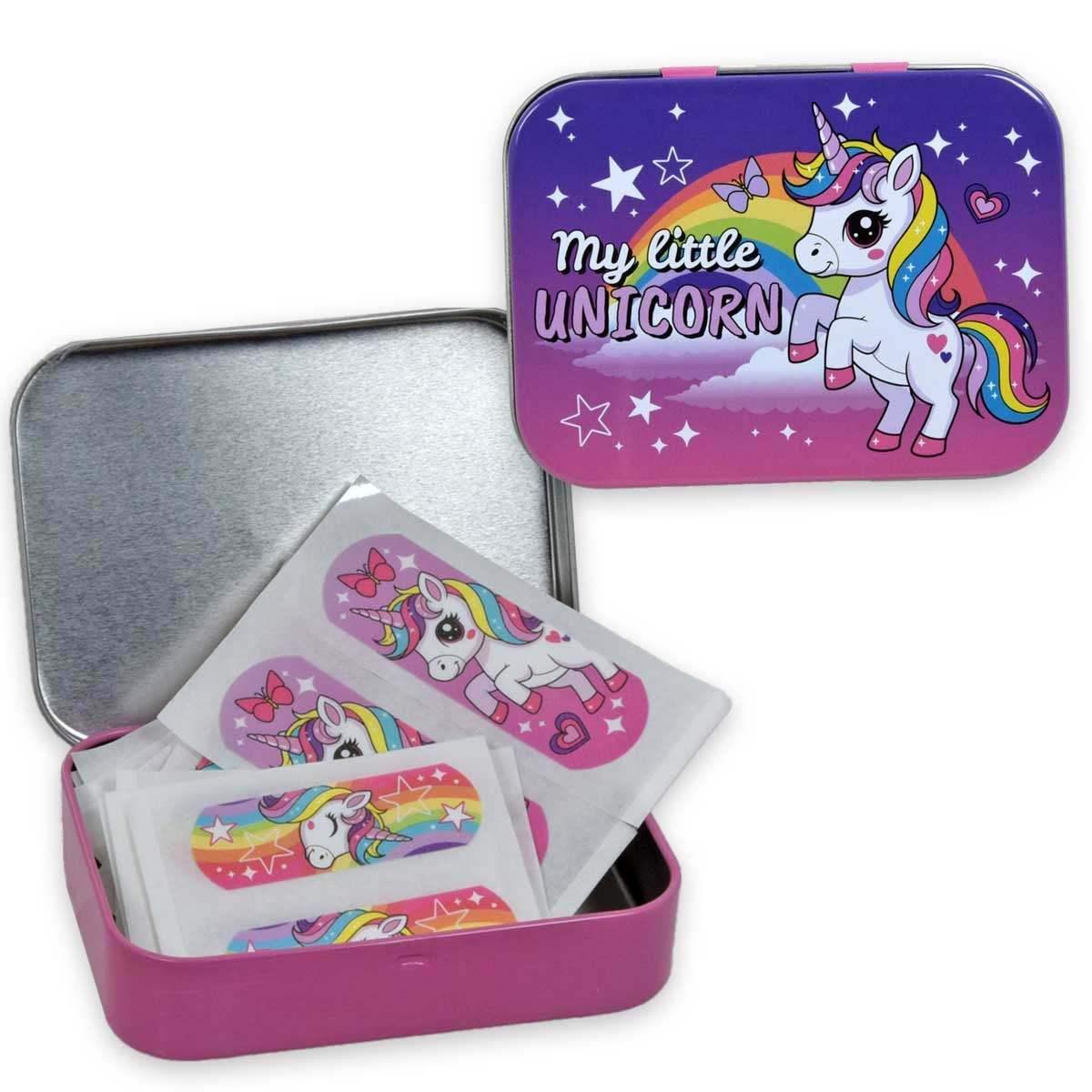 Unicorn magie band aids metal box
