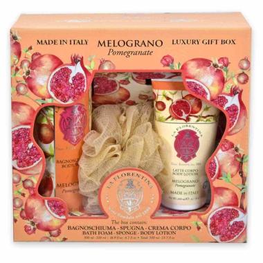La florentina gift set small  melograno 500ml + latte corpo 200ml + spugna<br>
