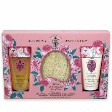 La florentina gift set rosa gel doccia 200ml+ latte corpo 200 ml+ spugna scrub
