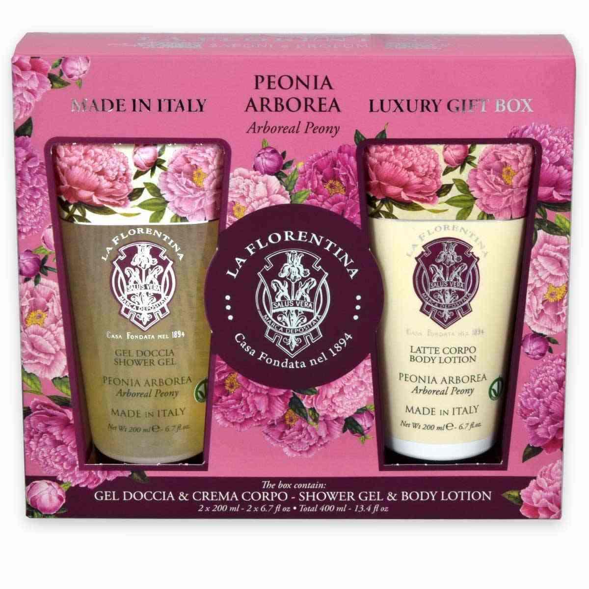 La florentina gift set peonia gel doccia 200ml+ latte corpo  200ml