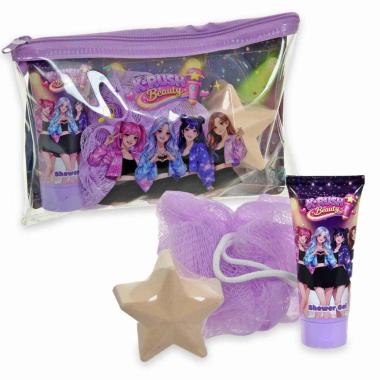 K-rush beauty toiletry bath bag showergel 35ml + bath bomb + spugna