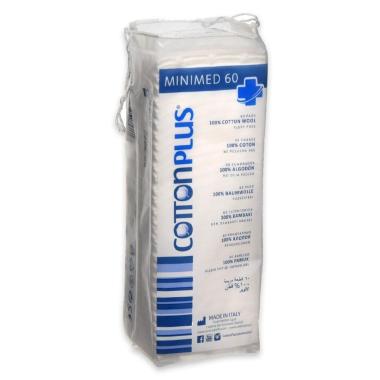 Cotton plus minimed 60 pezzi 100% cotone idrofilo uso medicale 4,5 x 5,5 cm