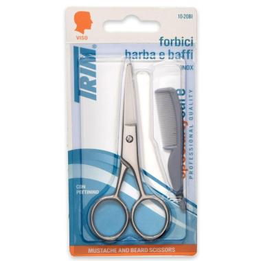 Trim forbici barba e baffi inox con pettinino