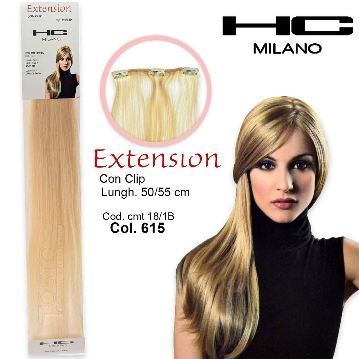 Hc milano extension 3 clip no remy largh.14-16cm lungh.50cm col.615 biondo chiarissimo 9,0