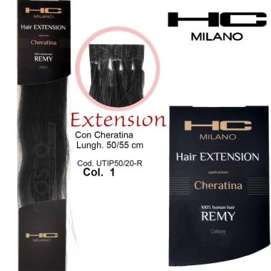 Hc milano extension cheratina remy 50/55 cm 20 pz col.1 nero