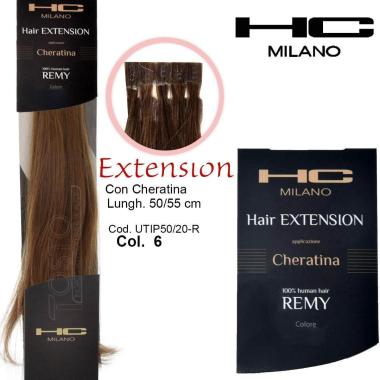 Hc milano extension cheratina remy 50/55 cm 20 pz col.6 biondo scuro