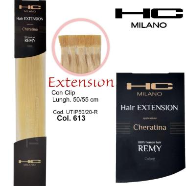 Hc milano extension cheratina remy 50/55 cm 20 pz col.613 biondo extra chiaro 10,0