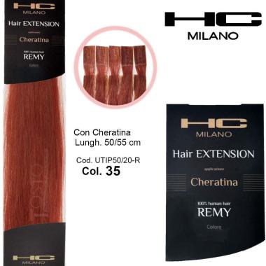 Hc milano extension cheratina remy 50/55 cm 20 pz col.35 rosso rubino 6,66