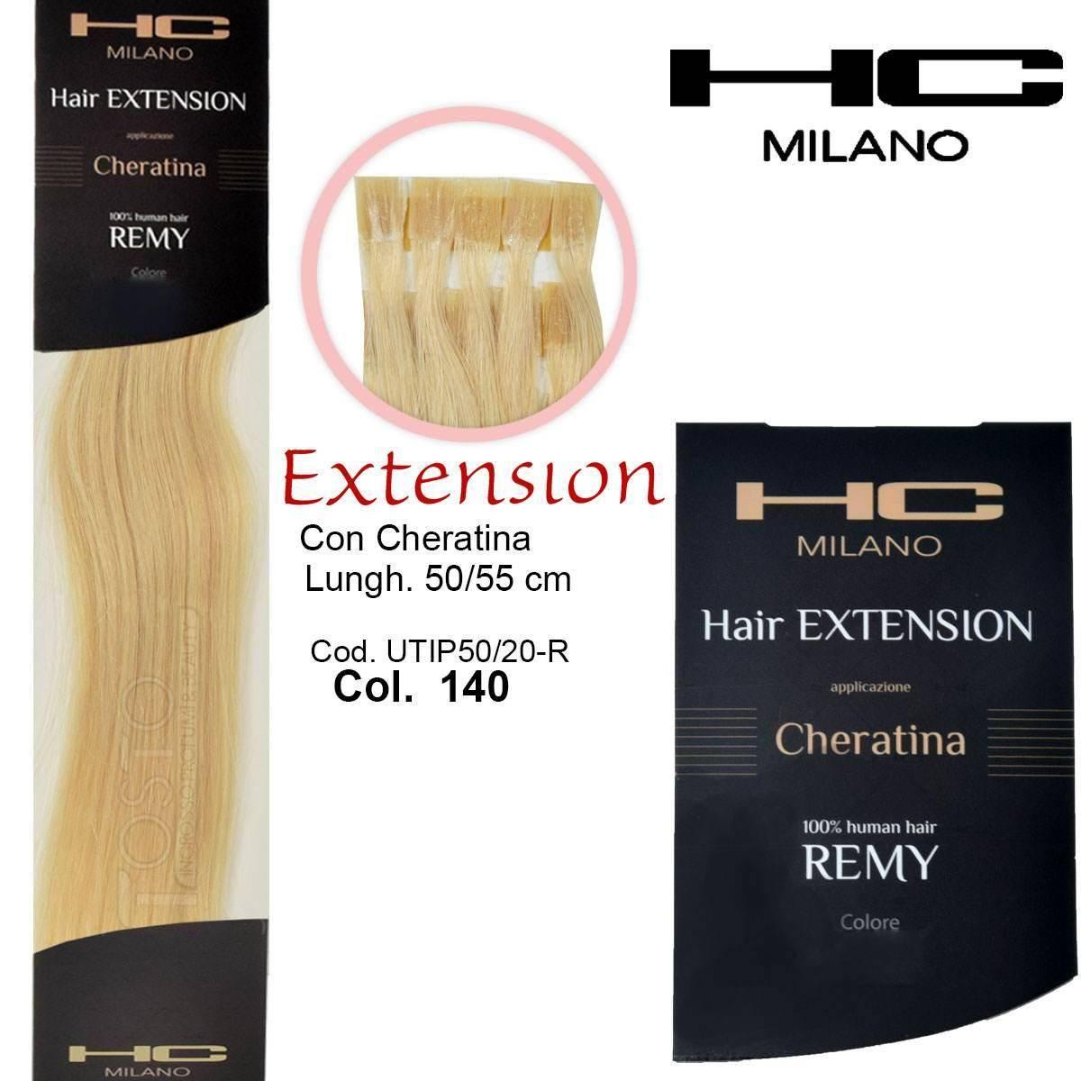 Hc milano extension cheratina remy 50/55 cm 20 pz col.140 biondo chiarissimo 9