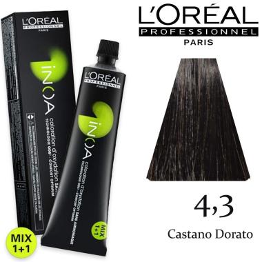 L'oreal inoa tubo 1x60 gr 4,3 castano dorato