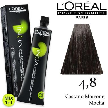 L'oreal inoa tubo 1x60 gr 4,8 castano marrone moka