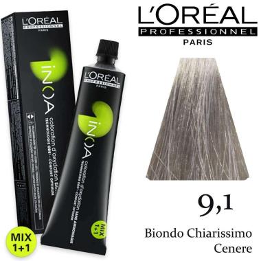 L'oreal inoa tubo 1x60 gr 9,1 biondo ch.ssimo cenere